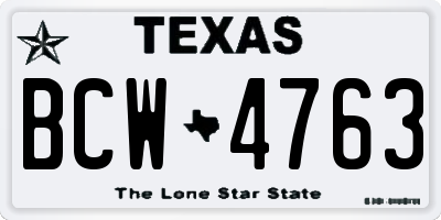 TX license plate BCW4763