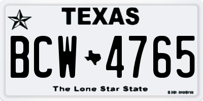 TX license plate BCW4765