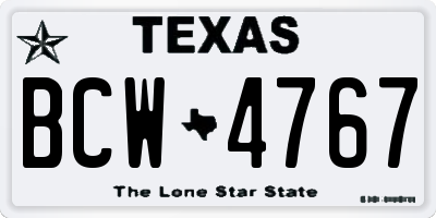 TX license plate BCW4767