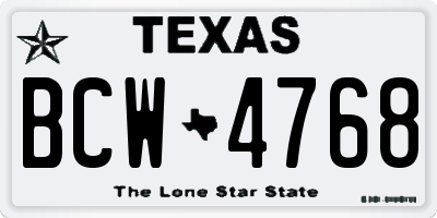 TX license plate BCW4768