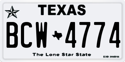 TX license plate BCW4774