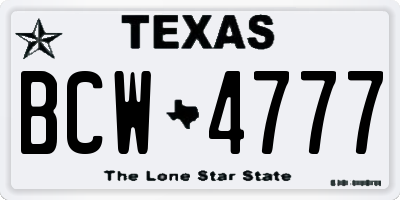 TX license plate BCW4777