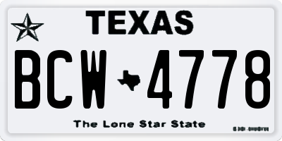 TX license plate BCW4778