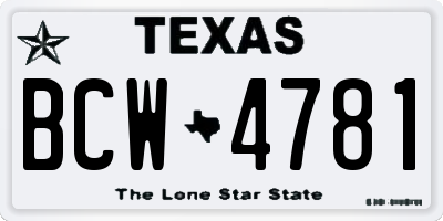 TX license plate BCW4781