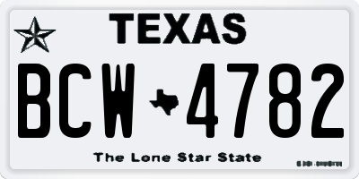 TX license plate BCW4782
