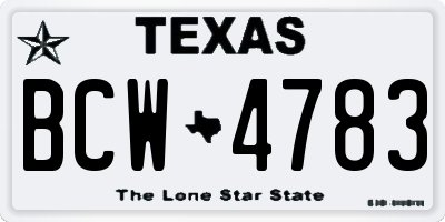 TX license plate BCW4783