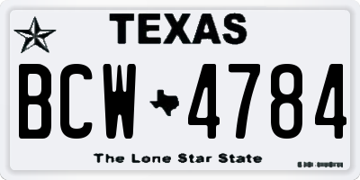 TX license plate BCW4784