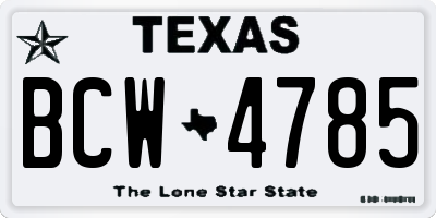 TX license plate BCW4785