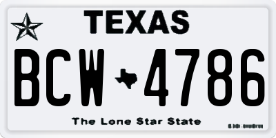 TX license plate BCW4786