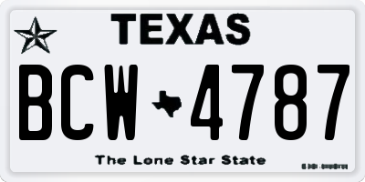 TX license plate BCW4787