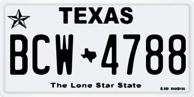 TX license plate BCW4788