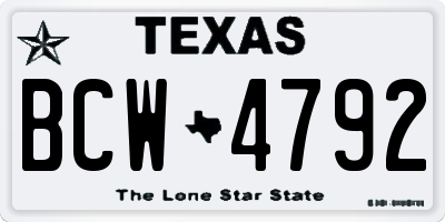TX license plate BCW4792