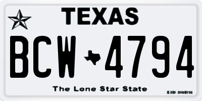 TX license plate BCW4794