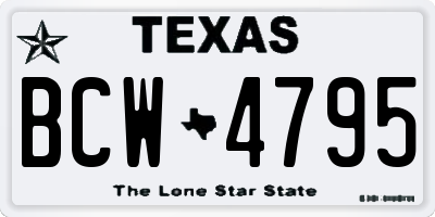 TX license plate BCW4795