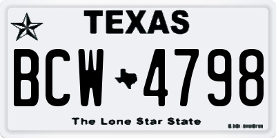 TX license plate BCW4798