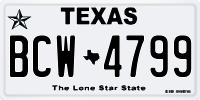 TX license plate BCW4799