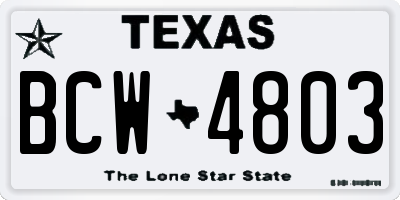 TX license plate BCW4803
