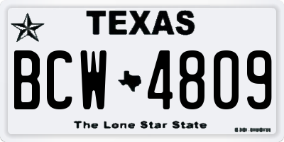 TX license plate BCW4809