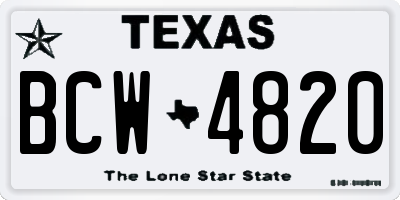 TX license plate BCW4820