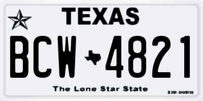 TX license plate BCW4821