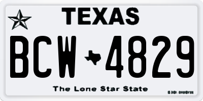 TX license plate BCW4829