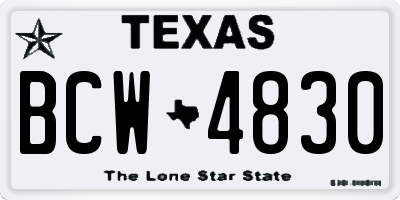 TX license plate BCW4830