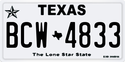TX license plate BCW4833