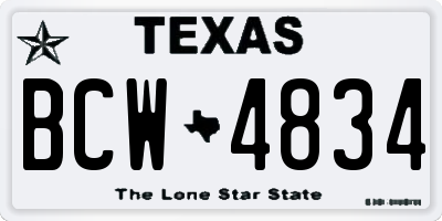 TX license plate BCW4834