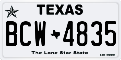TX license plate BCW4835