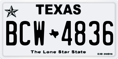 TX license plate BCW4836
