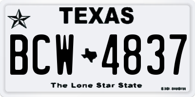 TX license plate BCW4837