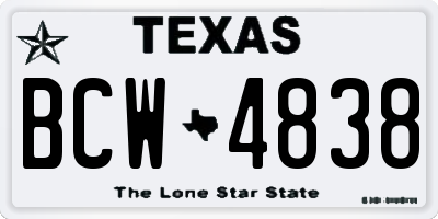 TX license plate BCW4838