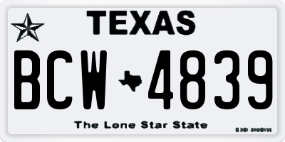 TX license plate BCW4839