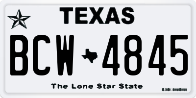 TX license plate BCW4845
