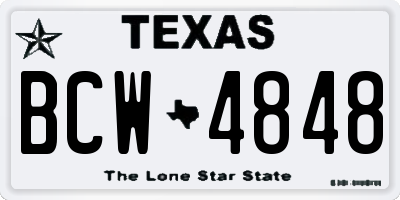 TX license plate BCW4848