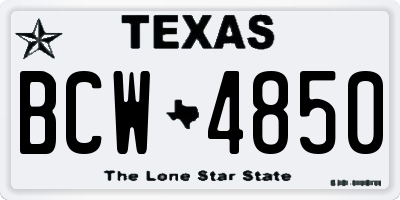 TX license plate BCW4850