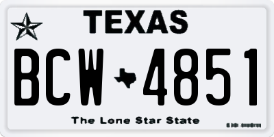 TX license plate BCW4851