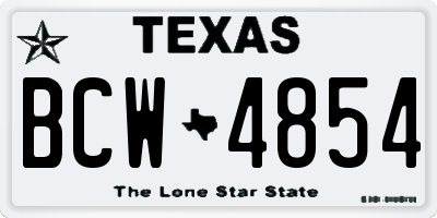 TX license plate BCW4854