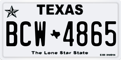 TX license plate BCW4865