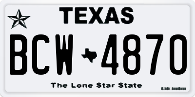 TX license plate BCW4870