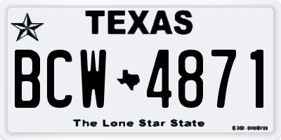 TX license plate BCW4871