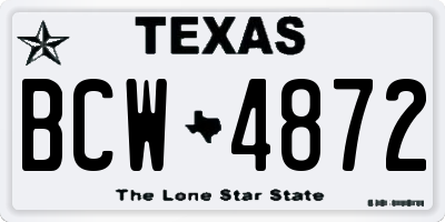 TX license plate BCW4872