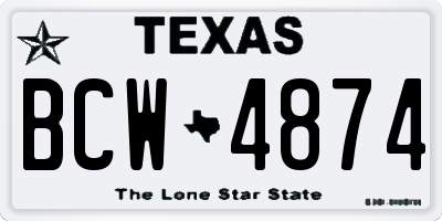 TX license plate BCW4874