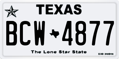 TX license plate BCW4877