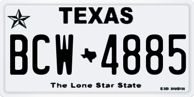 TX license plate BCW4885