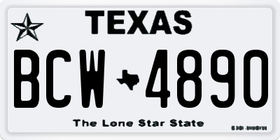 TX license plate BCW4890