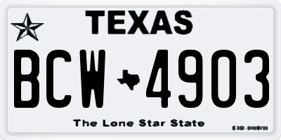 TX license plate BCW4903