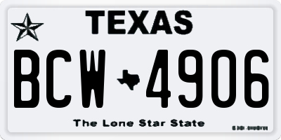 TX license plate BCW4906