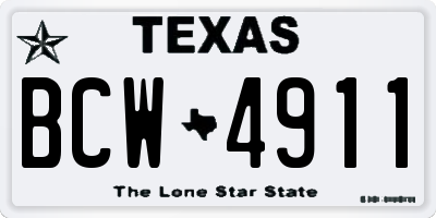 TX license plate BCW4911