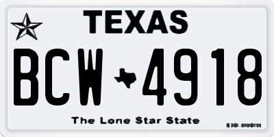 TX license plate BCW4918